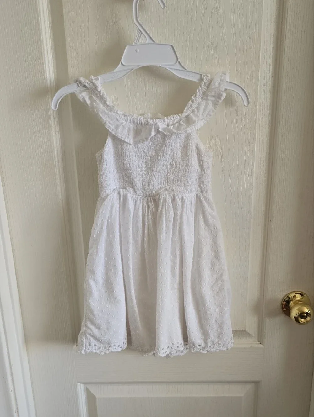 Cat & Jack White Eyelet Ruffle-Shoulder Dress